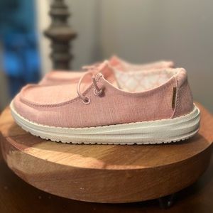 Hey Dude girls pink slip-ons